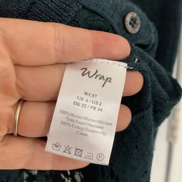 WRAP LONDON lace trim sienna Cardigan long length - Picture 4 of 7